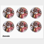 Roze en Chocolade Donuts Foodie Dessert Stickers (Vel)