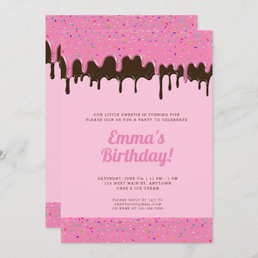 Roze en chocolade ijs vanaf de geboorte in kaart (Voorkant / Achterkant)