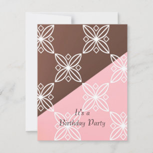 Roze en Chocolade Moderne Verjaardagsuitnodiging Kaart