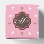 Roze en Chocolade Persoonlijke bruiloft Bedankdoosjes (Bovenkant)