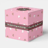 Roze en Chocolade Persoonlijke bruiloft Bedankdoosjes (Achterkant)