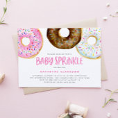 Roze en chocolade Waterverf Donuts Baby Sprinkle Kaart