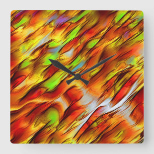 Roze en chroomgele vlek, hete kleuren vierkante klok