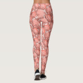 Roze en Coral Tropical Floral Pattern Leggings (Achterkant)