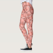 Roze en Coral Tropical Floral Pattern Leggings (Links)