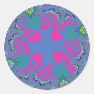 Roze en Cornflower Blue Cross Ronde Sticker