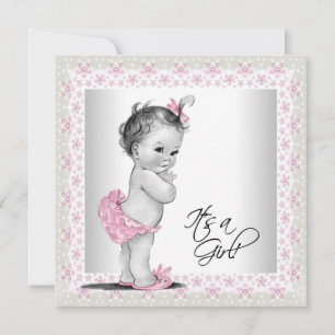 Roze en Cream-Baby shower Kaart