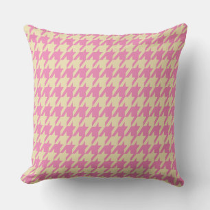 Roze en Cream-houndstooth Grote Tegels Kussen