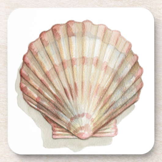Roze en Cream Seashell Bier Onderzetter (Voorkant)