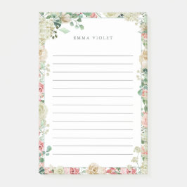 Roze en Cream  Waterverf Floral naam Post-it® Notes