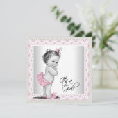 Roze en crème Baby shower Kaart (Staand voorkant)