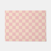 Roze en Crème Checkerboard Deurmat (Voorkant)