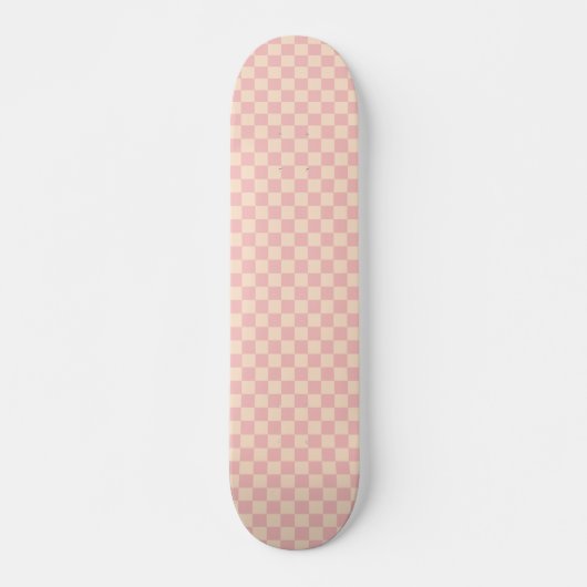 Roze en Crème Checkerboard Skateboard (Voorkant)