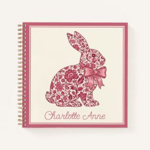 Roze en Crème Chinoiserie Konijn Notitieboek