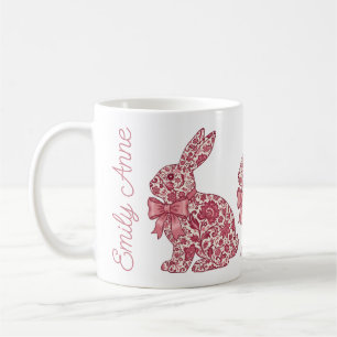 Roze en Crème Chinoiserie Paashaas Koffiemok