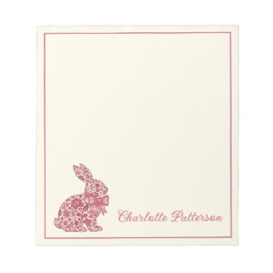 Roze en Crème Chinoiserie Paashaas Notitieblok