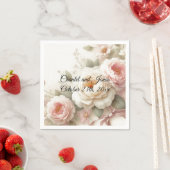 Roze en Crème Rozen Peony Trouwpapier Servetten (Insitu)