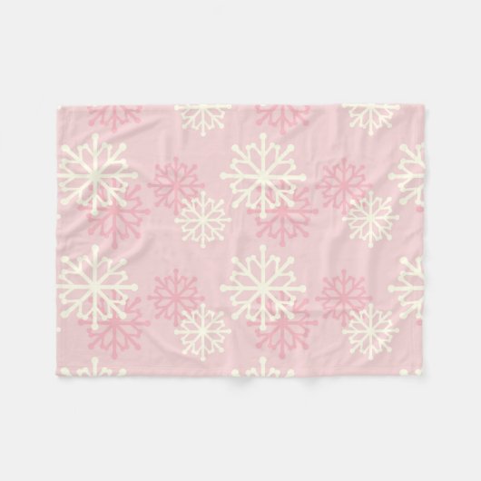Roze en crème Snowflake Fleece Throw Blanket (Voorkant (Horizontaal))