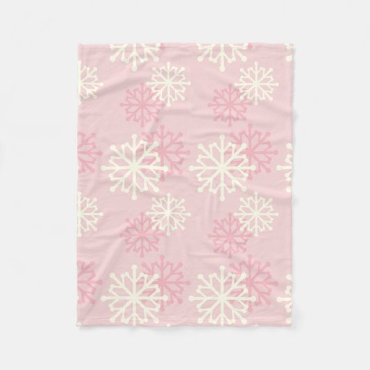 Roze en crème Snowflake Fleece Throw Blanket (Voorkant)