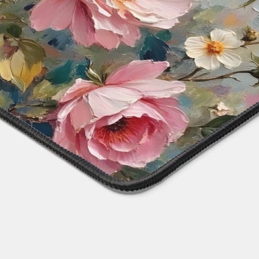Roze en Crème Tuin Rozen Bloemen Bureaumat (Hoek)