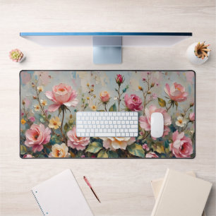 Roze en Crème Tuin Rozen Bloemen Bureaumat