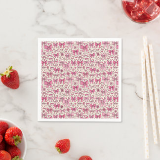 Roze en Crème Waterverf Strik Bloemmotief Servet