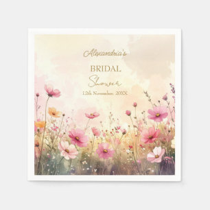 Roze en crème wilde bloemen Bruidsdouche Servet