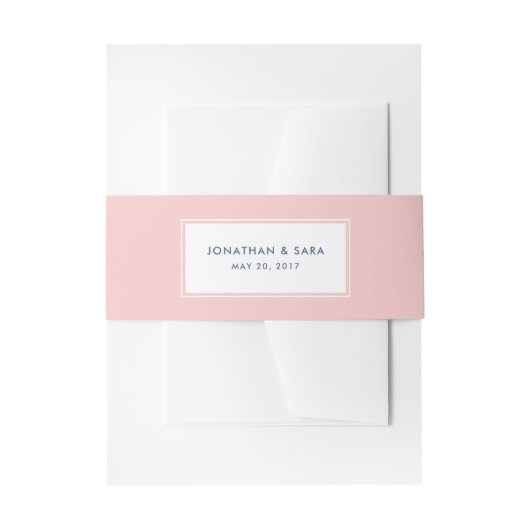 Roze en Denim Blue, legant Wedding Uitnodigingen Wikkel (Voorkant Voorbeeld)