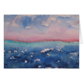 Roze en donkerblauwe Waterverf landschapshorizon