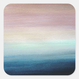 Roze en donkerblauwe Waterverf Vierkante Sticker