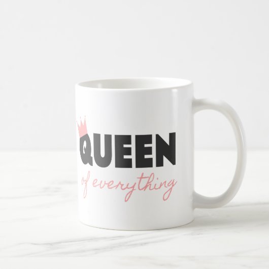 Roze en donkergrijze koningin van alles in het tek koffiemok (Rechts)