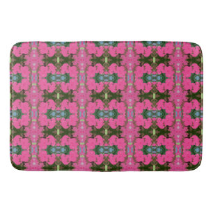Roze en donkergroen Abstract bloemmotief Badmat