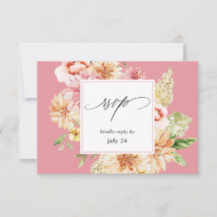 Roze en doornhaai Floral & Greenery w Meal RSVP 2 Kaartje