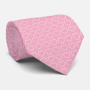 Roze en Ecru Stripe Heart Stropdas voor Valentijns