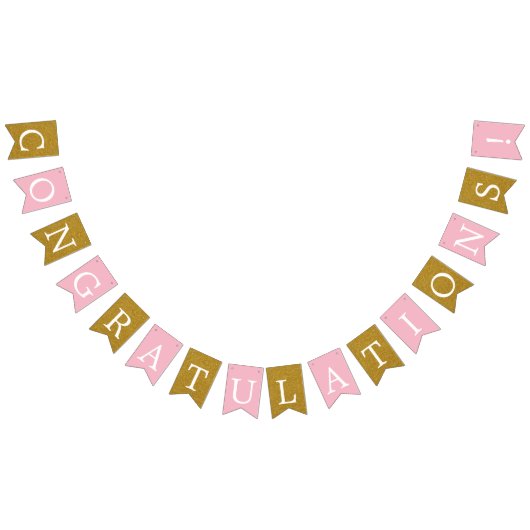 Roze en Faux Gold Felicitaties Banner (Alle)