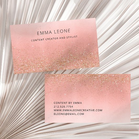 Roze en Faux Gold Glitter | Moderne Glam Visitekaartje
