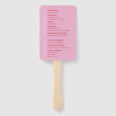 Roze en felrode bruiloft programma Set van fans Handwaaier (Achterkant)