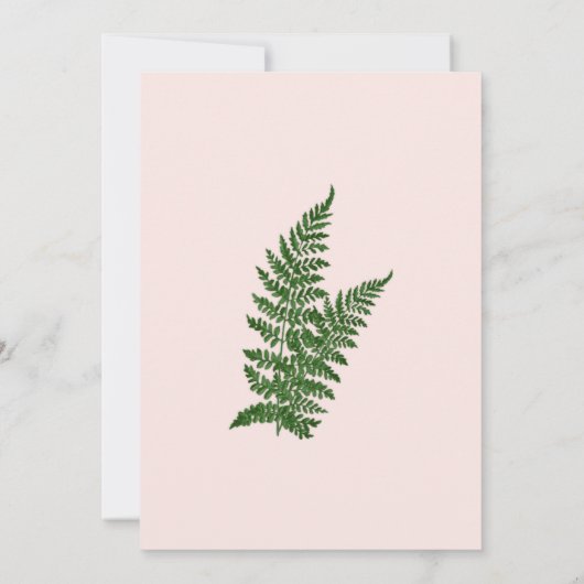 Roze en Ferns Wedding Kaart (Achterkant)