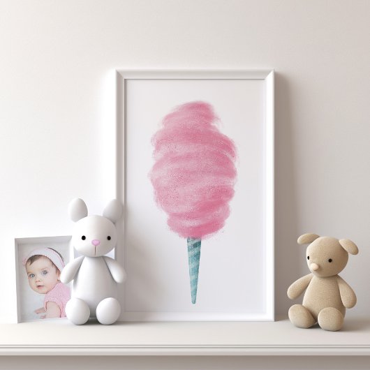Roze en Fluffy Cotton Snoep Nursery ArtWork Poster