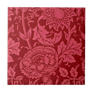 Roze en framboosroze bloemendesign tegeltje