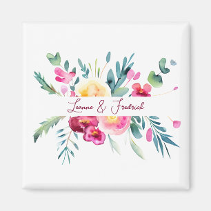 Roze en Fushia waterverf bloemstuk aangepaste Trou Magneet