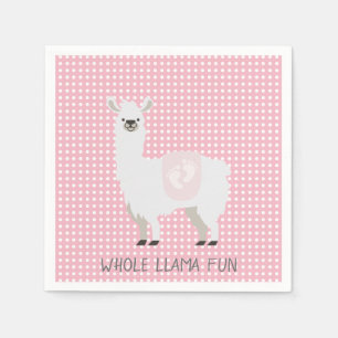 Roze en gebroken-witte Baby shower Neutrale Llama Servet