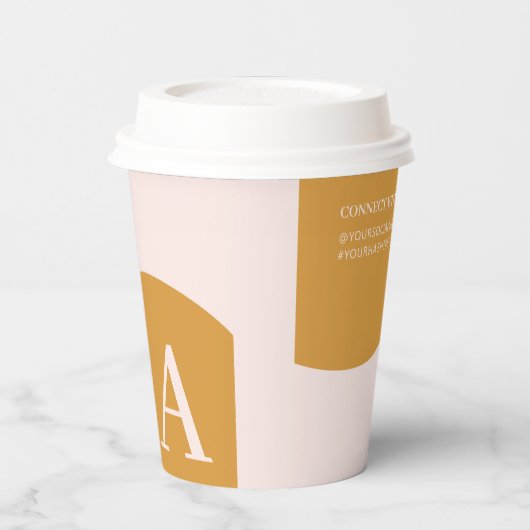 Roze en geel | Aangepaste Koffie voor kleurenblok Papieren Bekers (Links)