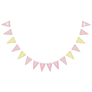 Roze en Geel Baby Meisje Daisy Theme Baby shower Vlaggetjes