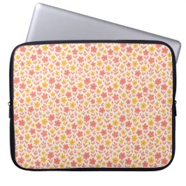 Roze en geel bloempatroon laptop sleeve