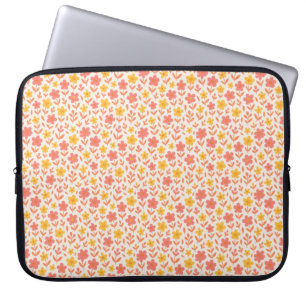 Roze en geel bloempatroon laptop sleeve