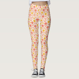 Roze en geel bloempatroon leggings