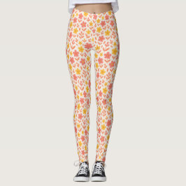 Roze en geel bloempatroon leggings