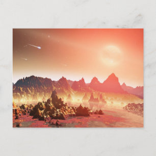 Roze en geel buitenaardse landschap briefkaart