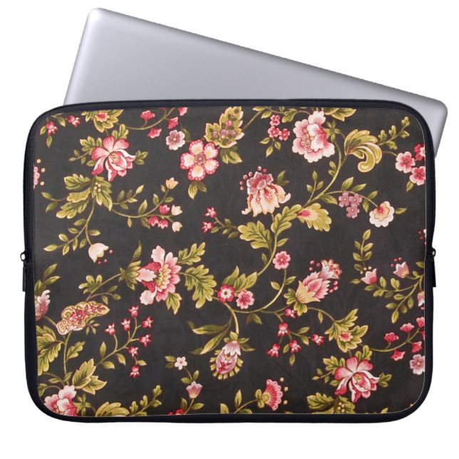  roze en geel flespatroon laptop sleeve (Voorkant)